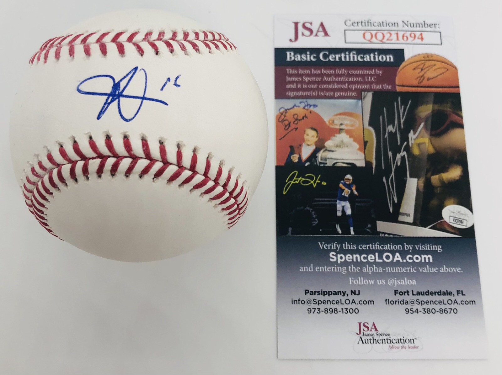 AUSTIN MARTIN SIGNED RAWLINGS MLB BASEBALL TORONTO BLUE JAYS JSA COA