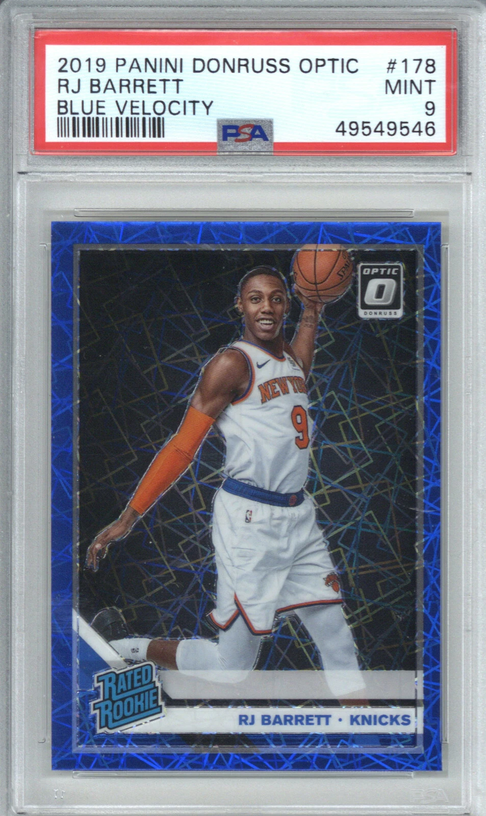 2019 Panini Donruss Optic 178 RJ Barrett Blue Velocity PSA 9