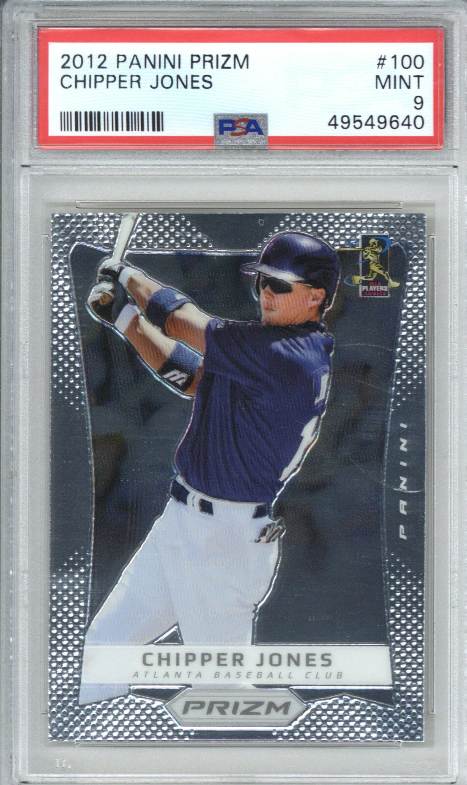 2012 Panini Prizm 100 Chipper Jones PSA 9