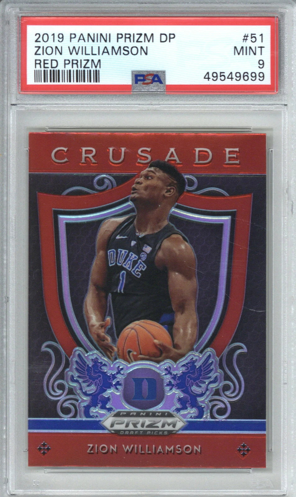 2019 Panini Prizm Draft Picks 51 Zion Williamson Red Prizm PSA 9