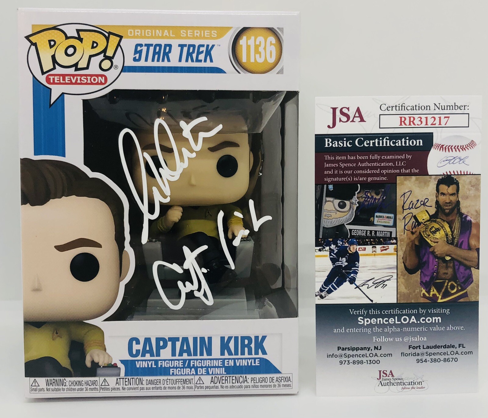 WILLIAM SHATNER SIGNED CAPTAIN KIRK POP FUNKO FIGURE STAR TREK PROOF JSA COA