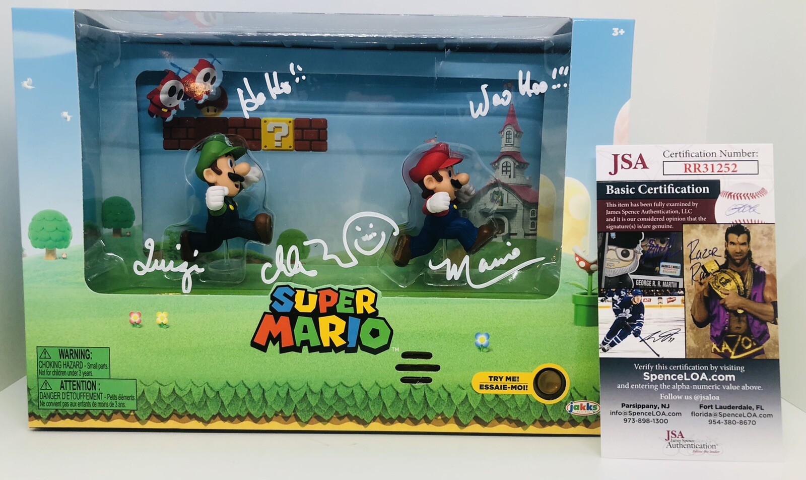 CHARLES MARTINET SIGNED MARIO & LUIGI JAKKS FIGURE SUPER MARIO PROOF JSA COA