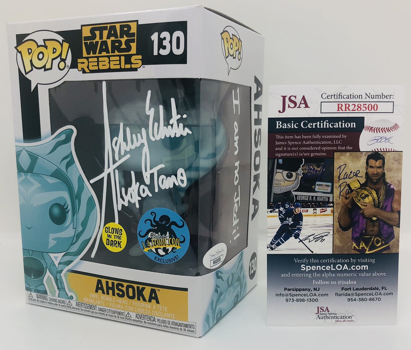 ASHLEY ECKSTEIN SIGNED AHSOKA TANO POP FUNKO FIGURE STAR WARS LACC PROOF JSA COA