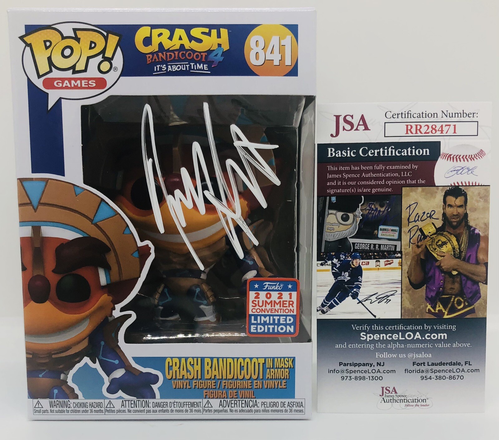 JESS HARNELL SIGNED POP FUNKO FIGURE CRASH BANDICOOT 4 FUNKON 2021 PROOF JSA COA