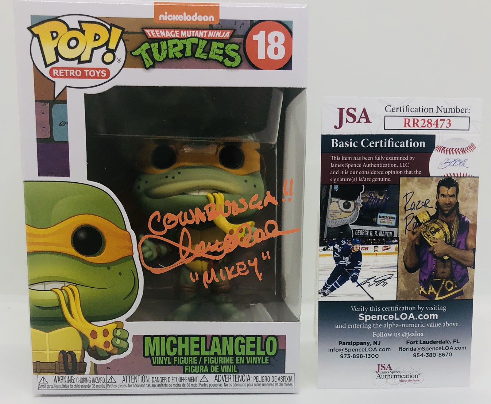 TOWNSEND COLEMAN SIGNED MICHELANGELO POP FUNKO FIGURE NINJA TURTLES JSA COA