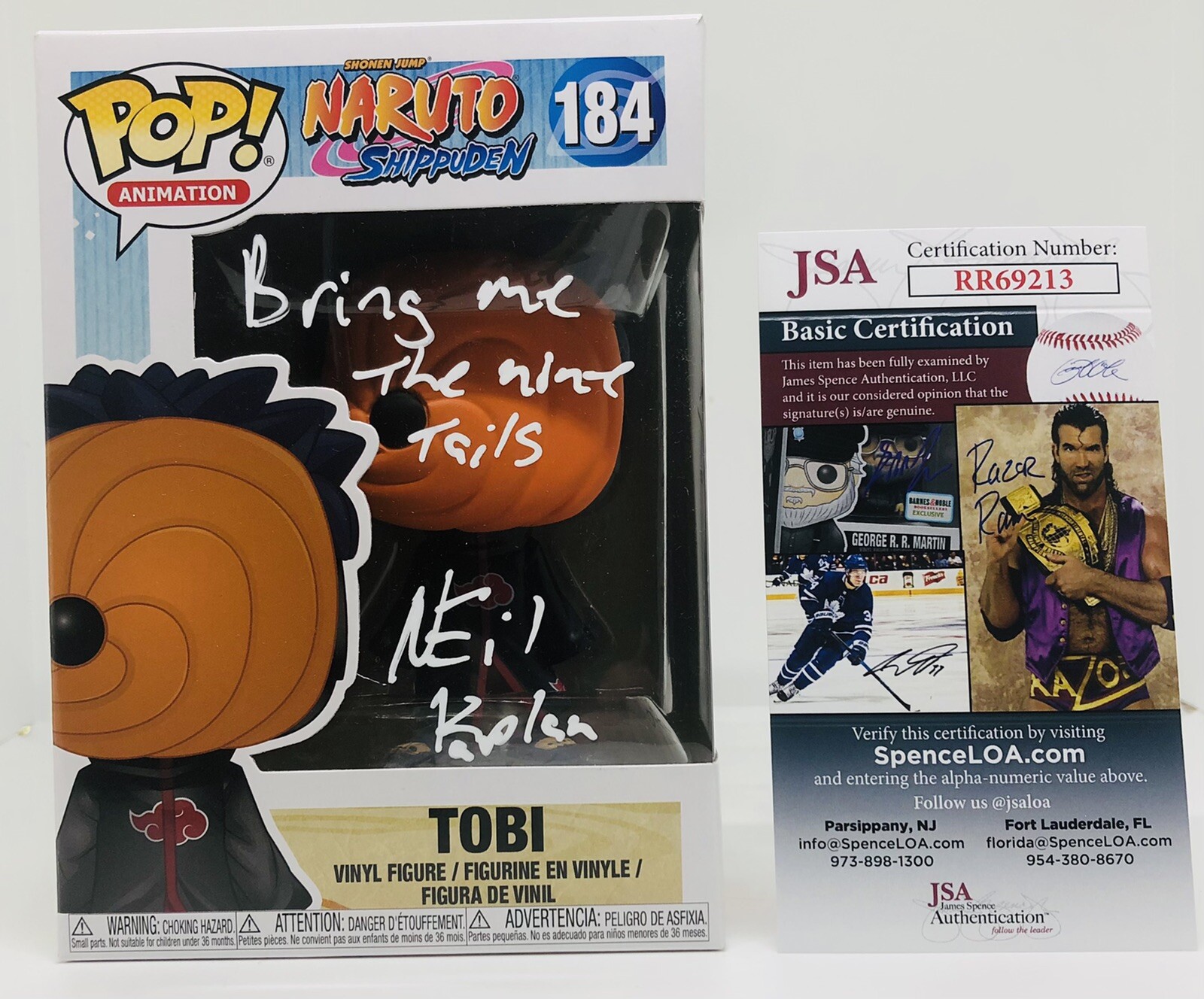 NEIL KAPLAN SIGNED TOBI POP FUNKO FIGURE ANIME NARUTO SHIPPUDEN PROOF JSA COA