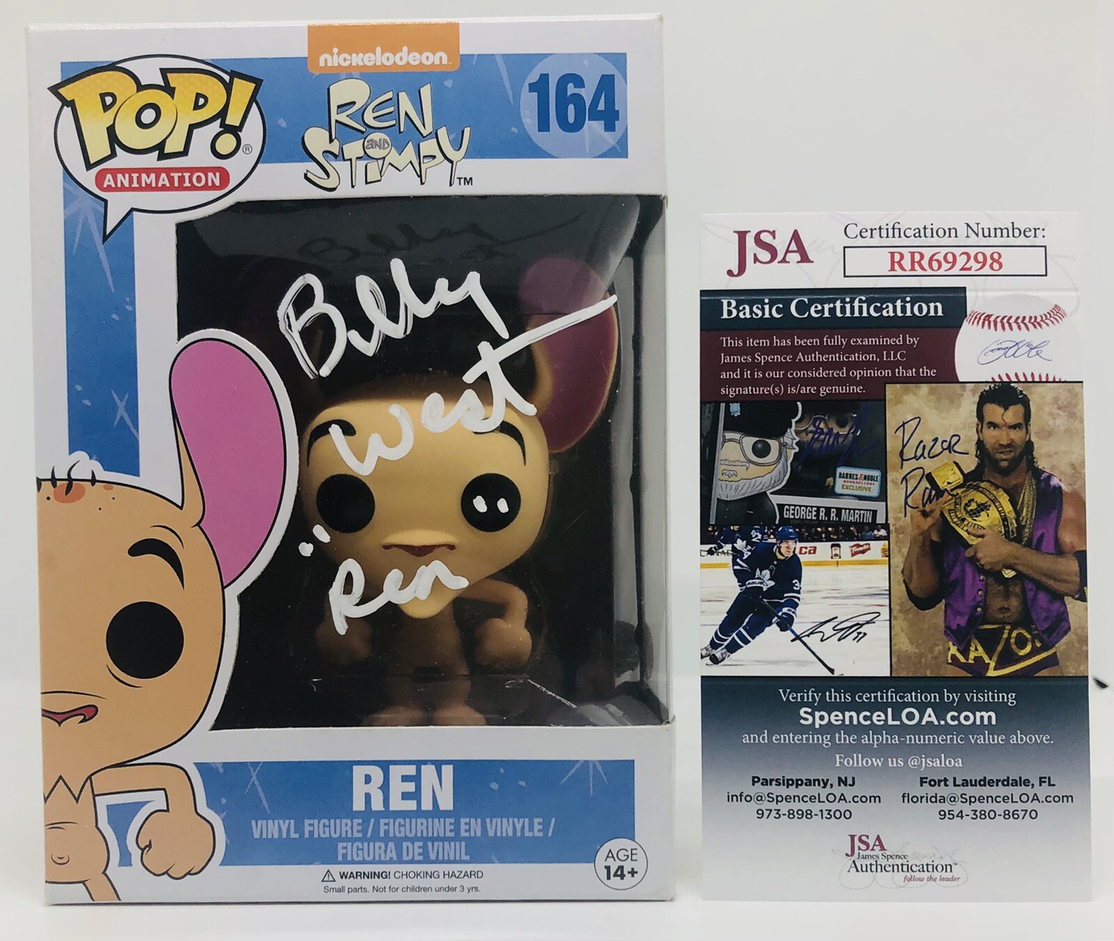 BILLY WEST SIGNED REN POP FUNKO FIGURE REN AND STIMPY SHOW PROOF JSA COA