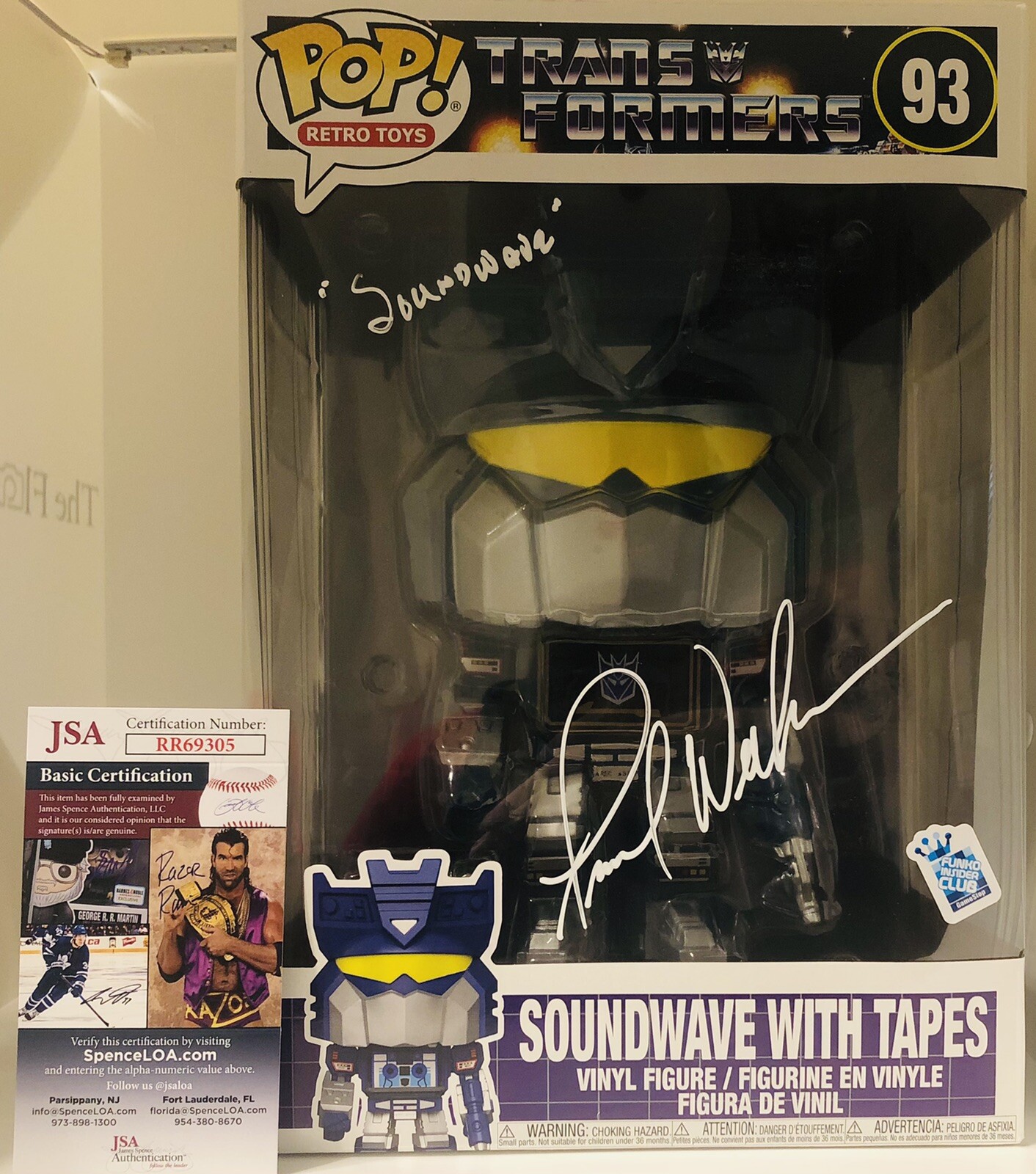 FRANK WELKER SIGNED SOUNDWAVE WITH TAPES POP FUNKO 10 IN FIGURE TRANSFORMERS JSA