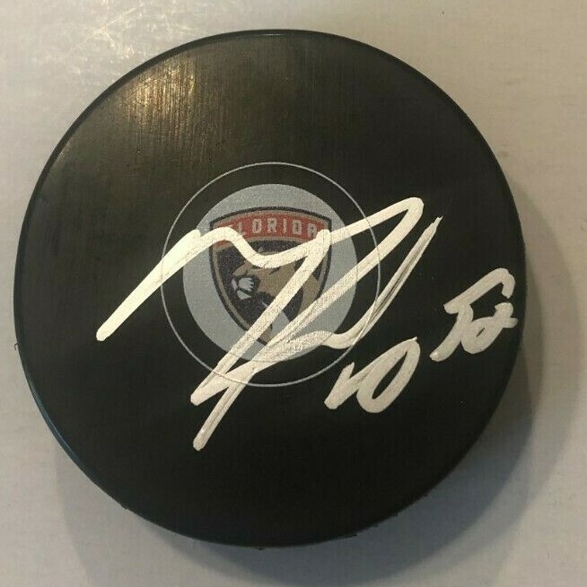 MACKENZIE WEEGAR SIGNED FLORIDA PANTHERS HOCKEY PUCK W/ CASE COA
