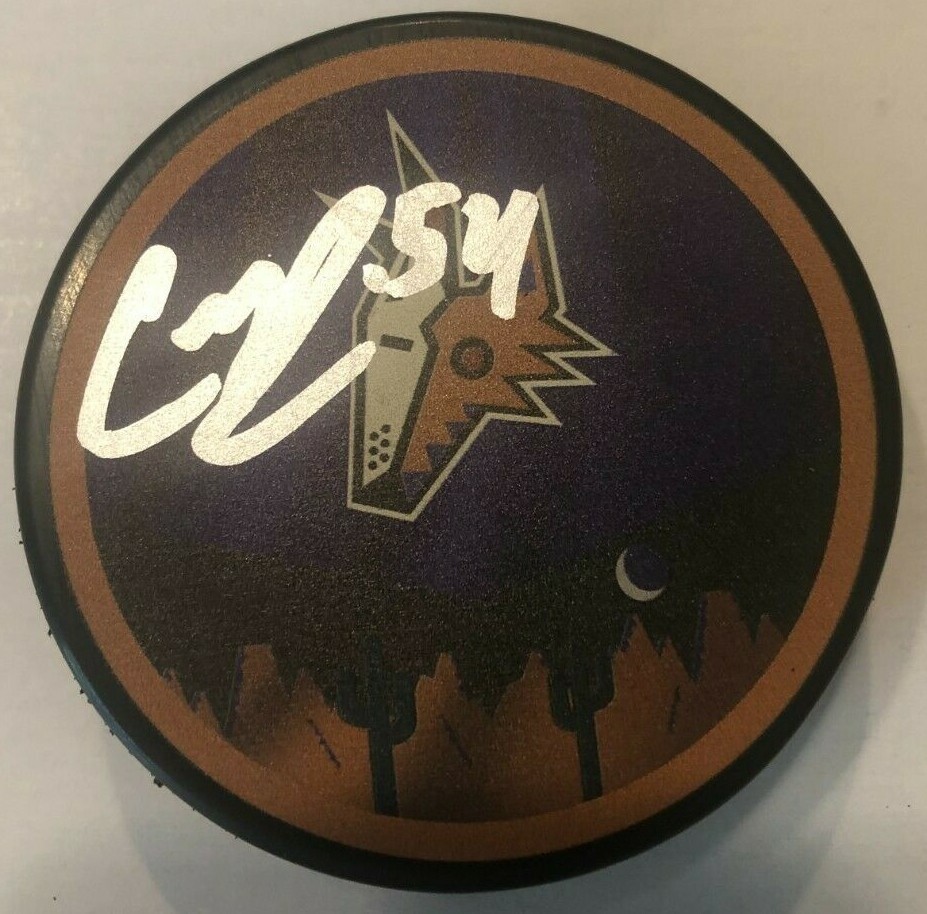 CAM DINEEN SIGNED ARIZONA COYOTES HOCKEY PUCK W/ CASE COA