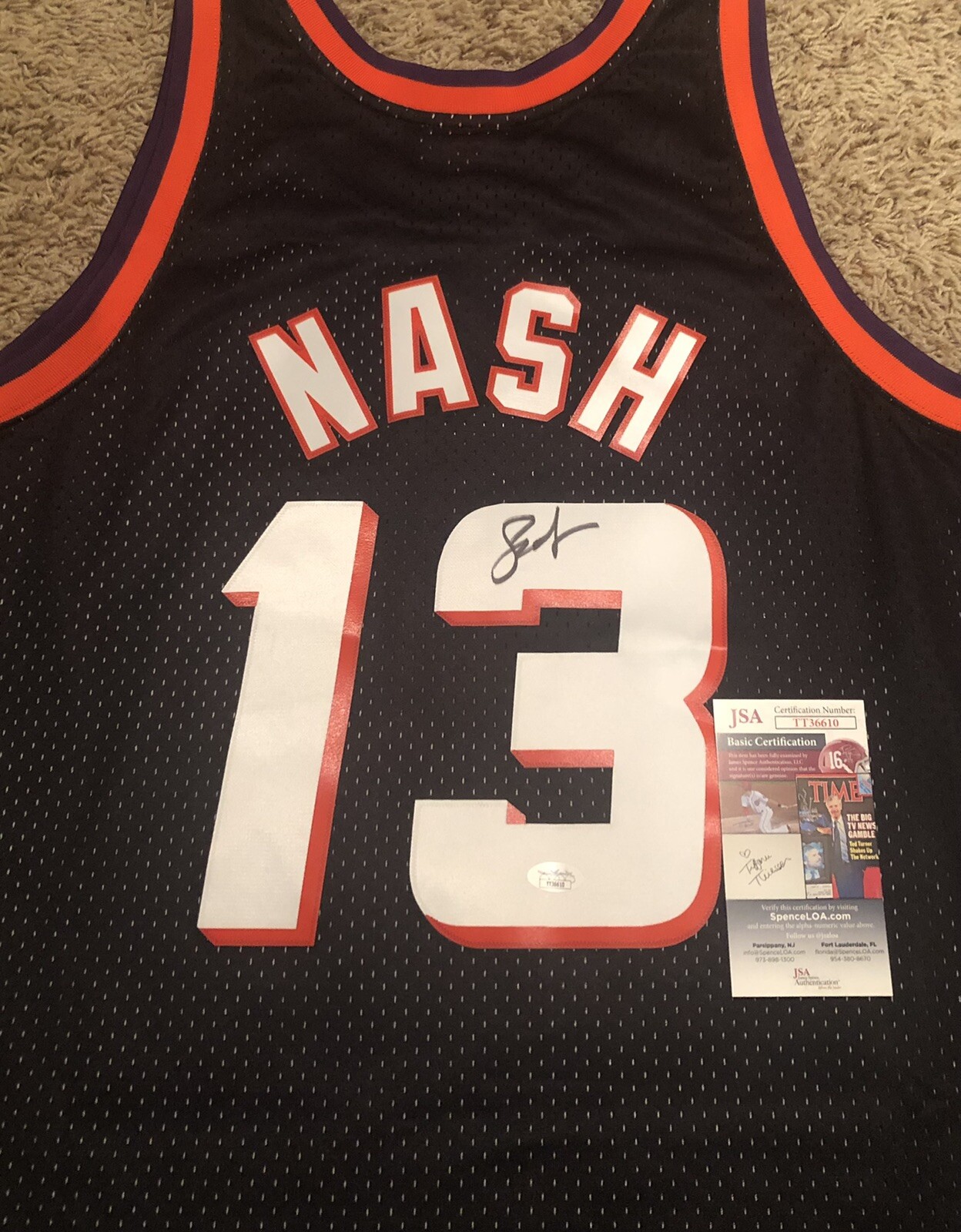 STEVE NASH SIGNED PHOENIX SUNS NBA BASKETBALL HWC M&N 96-97 JERSEY JSA COA