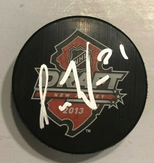 ALEX WENNBERG SIGNED 2013 NHL DRAFT HOCKEY PUCK W/ CASE BLUE JACKETS KRAKEN COA