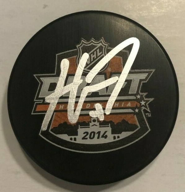 HAYDN FLEURY SIGNED 2014 NHL DRAFT HOCKEY PUCK W/ CASE HURRICANES KRAKEN COA