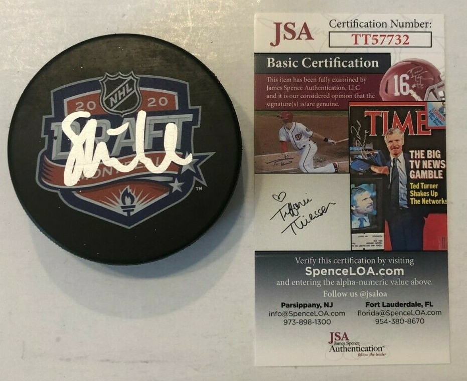 TIM STUTZLE SIGNED 2020 NHL DRAFT HOCKEY PUCK W/ CASE OTTAWA SENATORS JSA COA