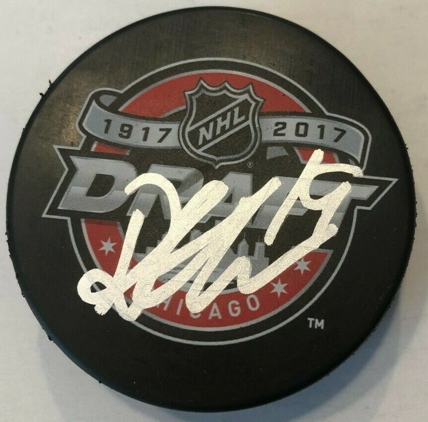 DRAKE BATHERSON SIGNED 2017 NHL DRAFT HOCKEY PUCK W/ CASE OTTAWA SENATORS COA