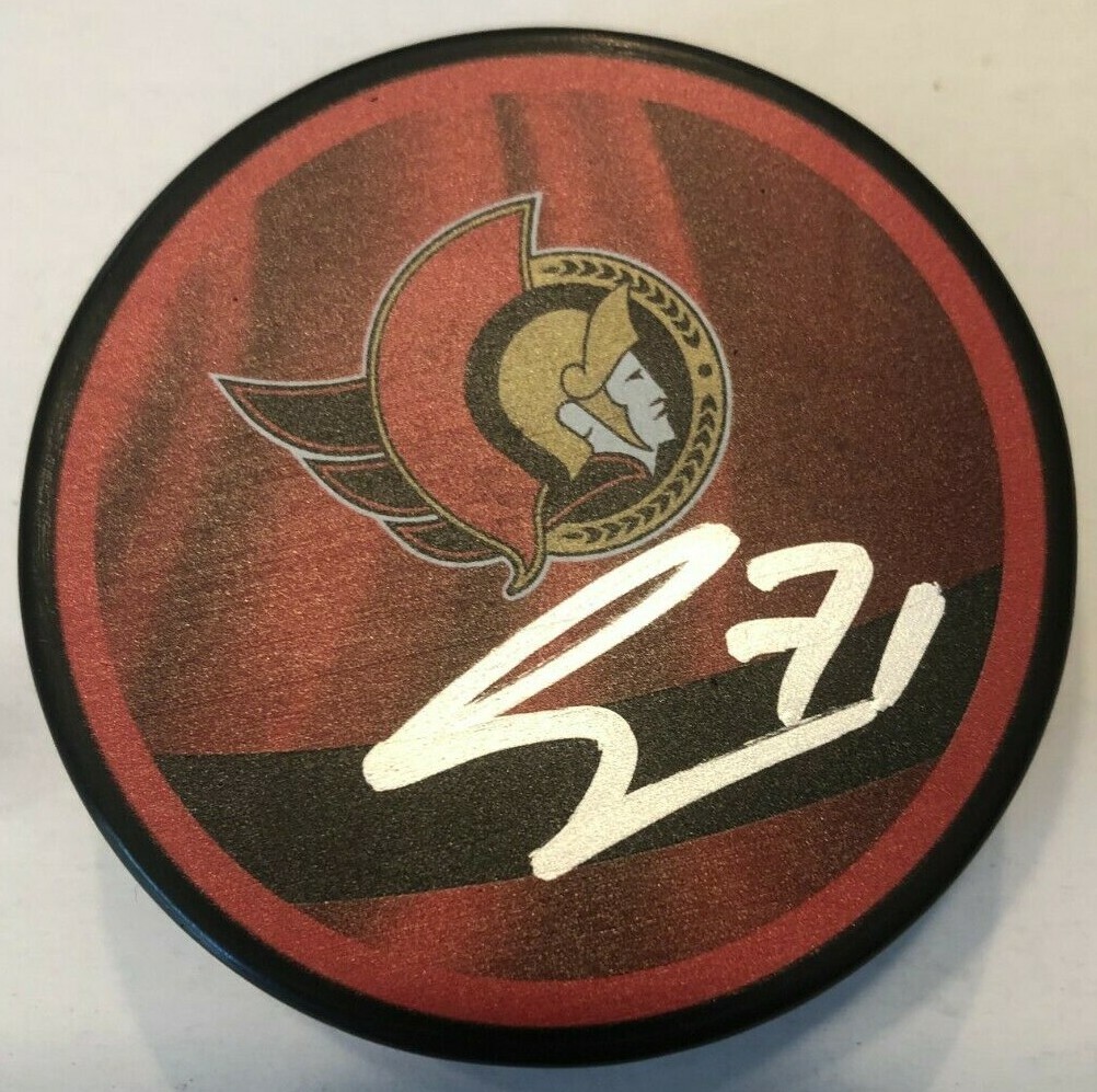 CHRIS TIERNEY SIGNED OTTAWA SENATORS HOCKEY PUCK W/ CASE COA