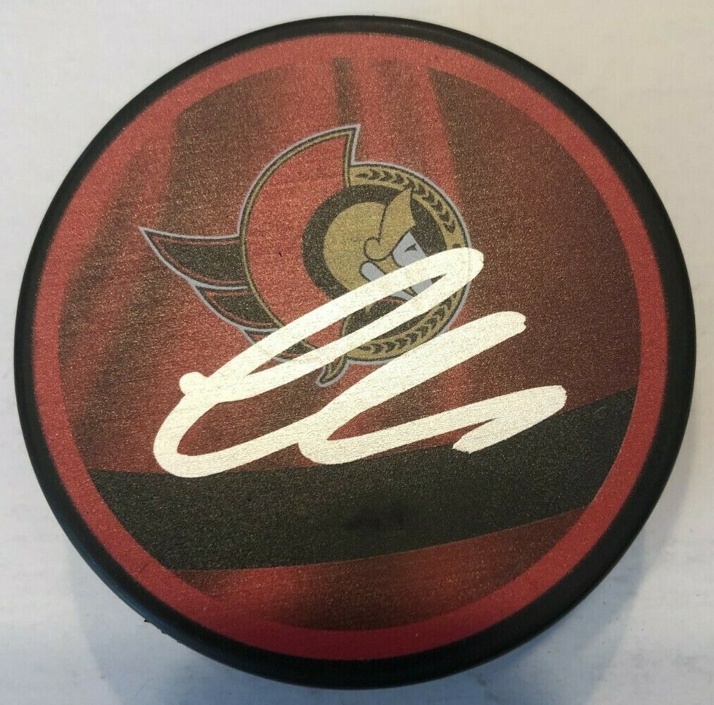 THOMAS CHABOT SIGNED OTTAWA SENATORS HOCKEY PUCK W/ CASE COA