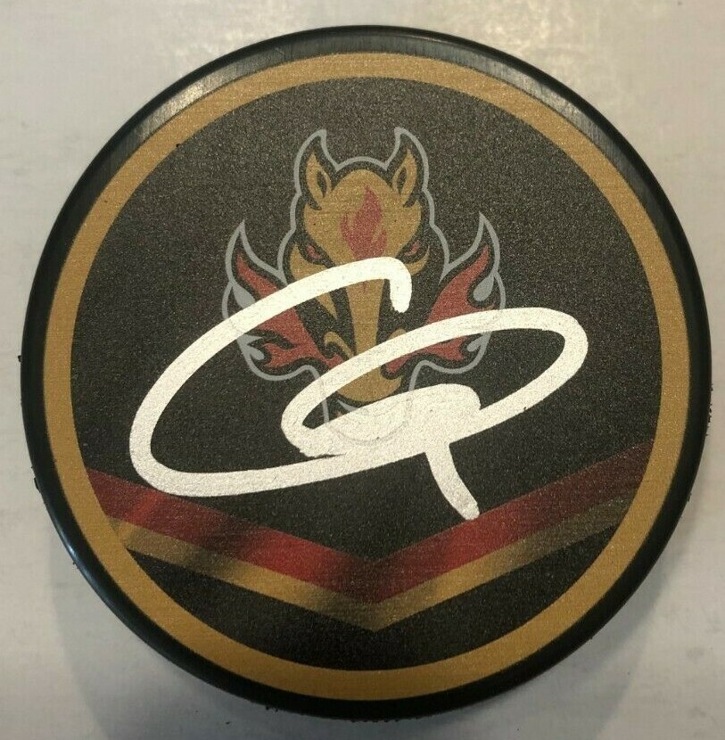 OLIVER KYLINGTON SIGNED CALGARY FLAMES HOCKEY PUCK W/ CASE COA