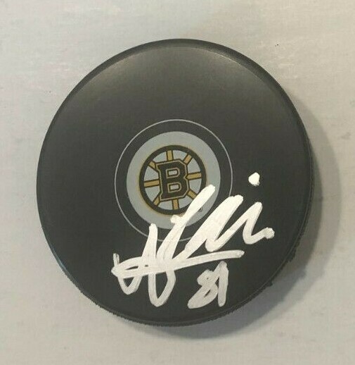 ANTON BLIDH SIGNED BOSTON BRUINS HOCKEY PUCK W/ CASE COA