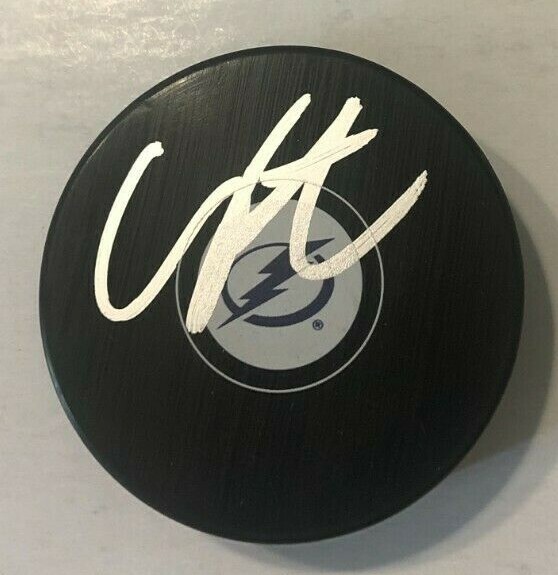 CAL FOOTE SIGNED TAMPA BAY LIGHTNING HOCKEY PUCK W/ CASE COA