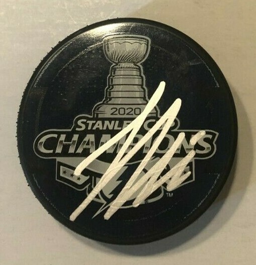 LUKE SCHENN SIGNED TAMPA BAY LIGHTNING 2020 STANLEY CUP HOCKEY PUCK W/ CASE COA