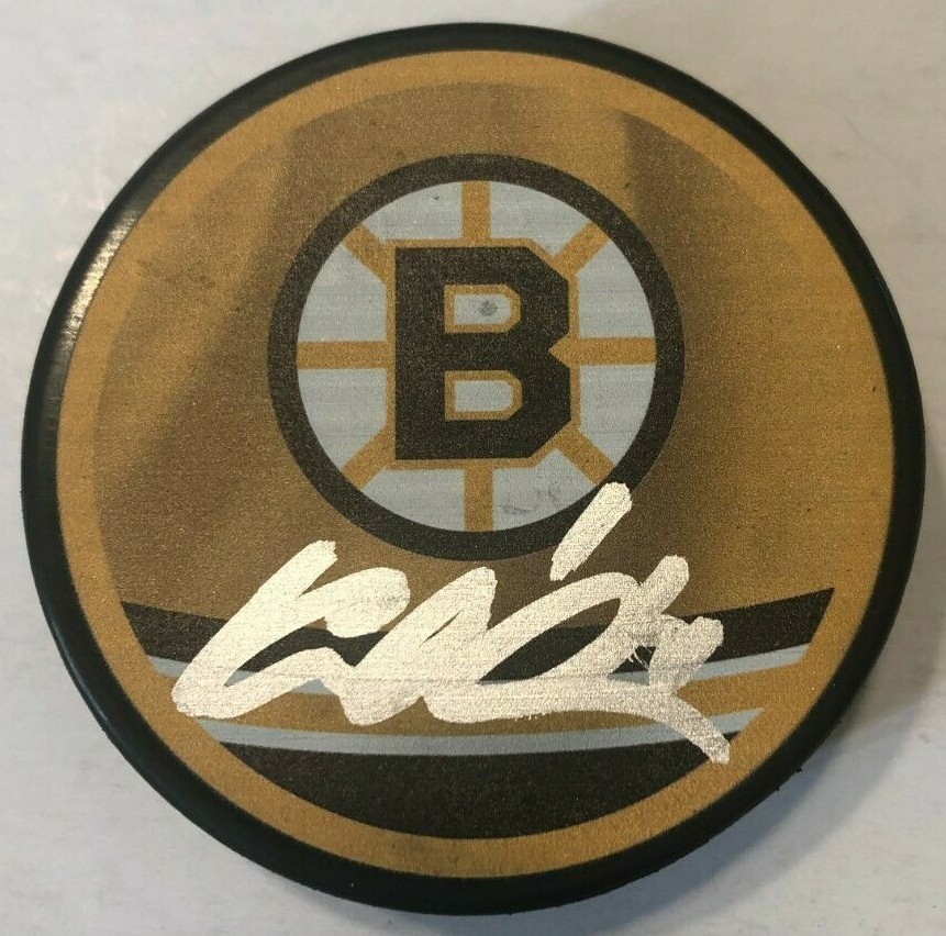 JAROSLAV HALAK SIGNED BOSTON BRUINS REVERSE RETRO HOCKEY PUCK W/ CASE COA