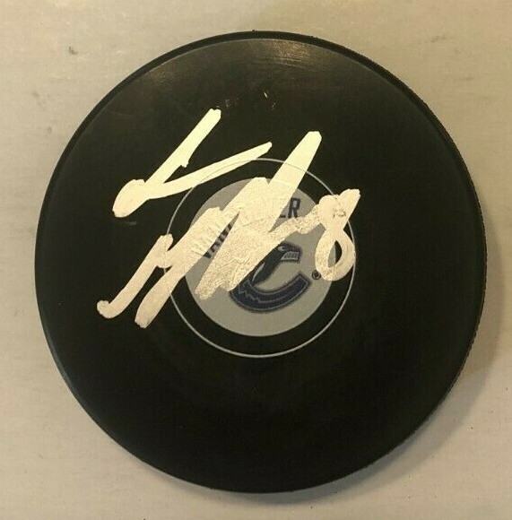 CONOR GARLAND SIGNED VANCOUVER CANUCKS HOCKEY PUCK W/ CASE COA