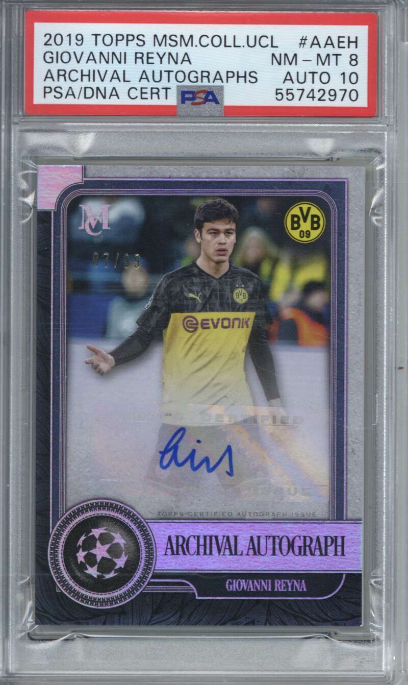 2019 Topps Museum UEFA Giovanni Reyna Archival Auto /99 RC PSA 8 10