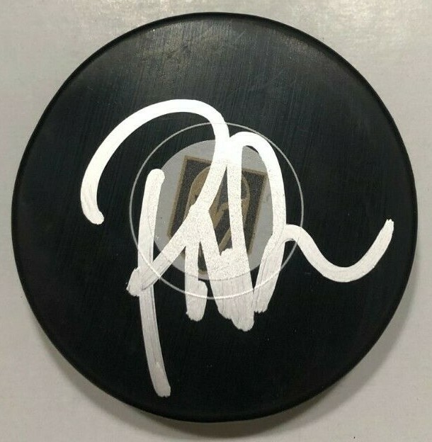 PETER DEBOER SIGNED VEGAS GOLDEN KNIGHTS HOCKEY PUCK W/ CASE COA