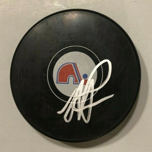 MIKE RICCI SIGNED QUEBEC NORDIQUES HOCKEY PUCK W/ CASE COA