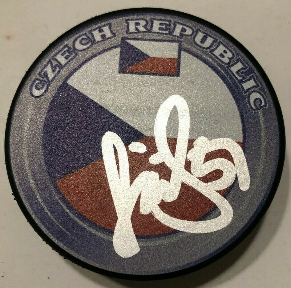 RADIM SIMEK SIGNED CZECH REPUBLIC HOCKEY PUCK W/ CASE SAN JOSE SHARKS COA