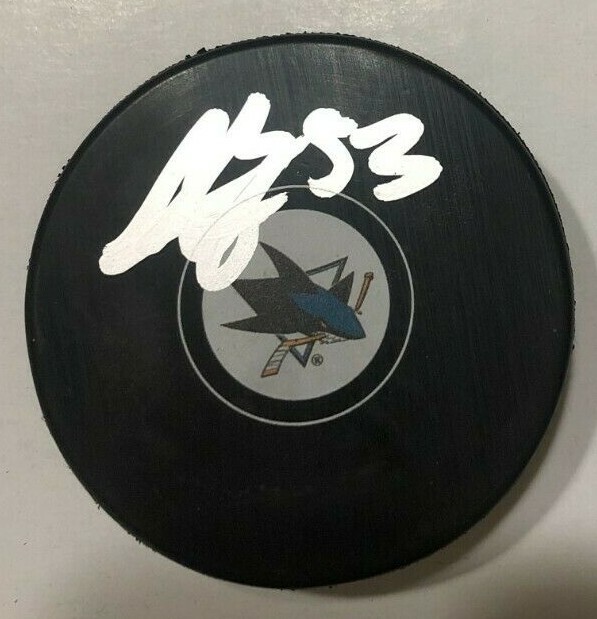 NICOLAS MELOCHE SIGNED SAN JOSE SHARKS HOCKEY PUCK W/ CASE COA