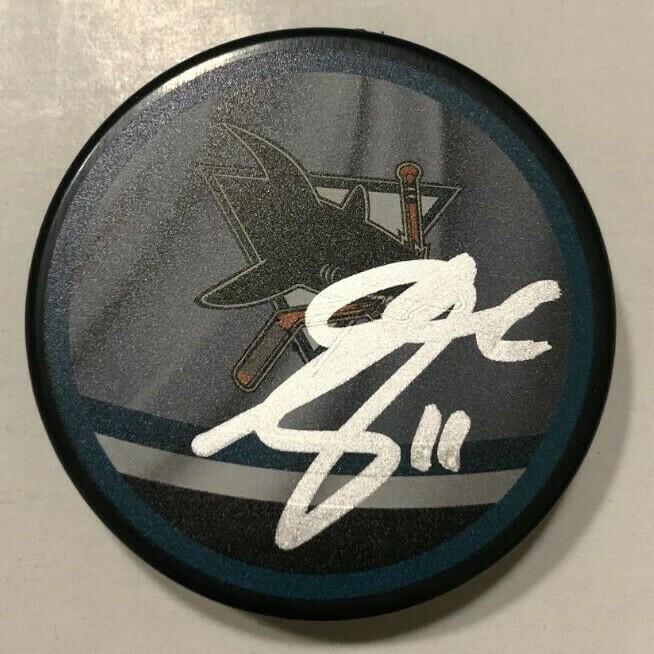 ANDREW COGLIANO SIGNED SAN JOSE SHARKS HOCKEY PUCK W/ CASE COA