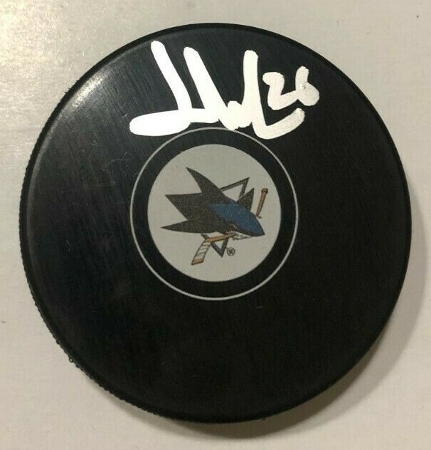 JASPER WEATHERBY SIGNED SAN JOSE SHARKS HOCKEY PUCK W/ CASE COA