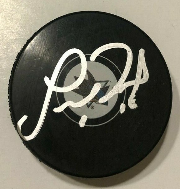 LANE PEDERSON SIGNED SAN JOSE SHARKS HOCKEY PUCK W/ CASE COA