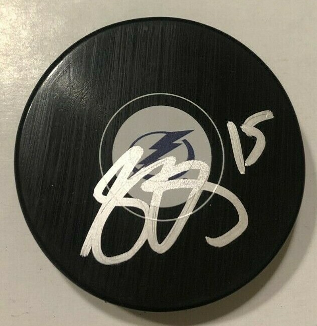 BORIS KATCHOUK SIGNED TAMPA BAY LIGHTNING HOCKEY PUCK W/ CASE COA