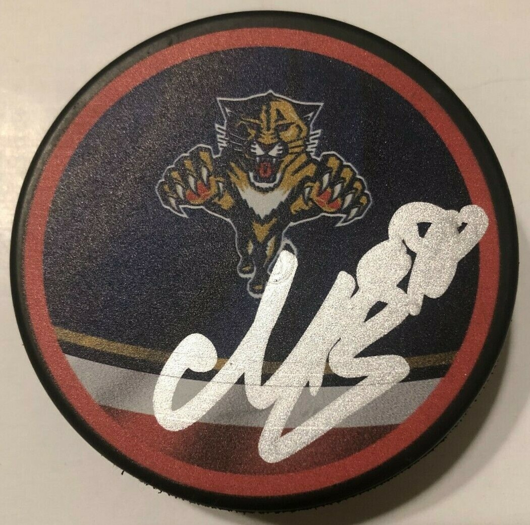 MAXIM MAMIN SIGNED FLORIDA PANTHERS HOCKEY PUCK W/ CASE COA