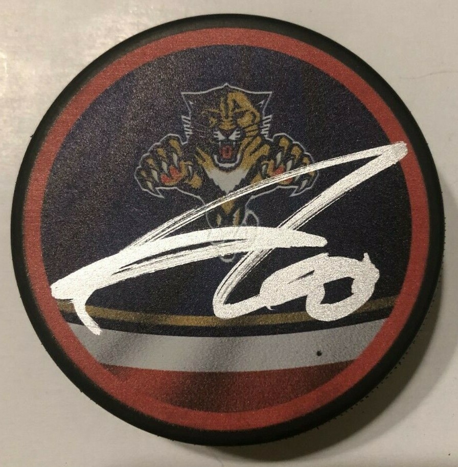 ANTHONY DUCLAIR SIGNED FLORIDA PANTHERS HOCKEY PUCK W/ CASE COA