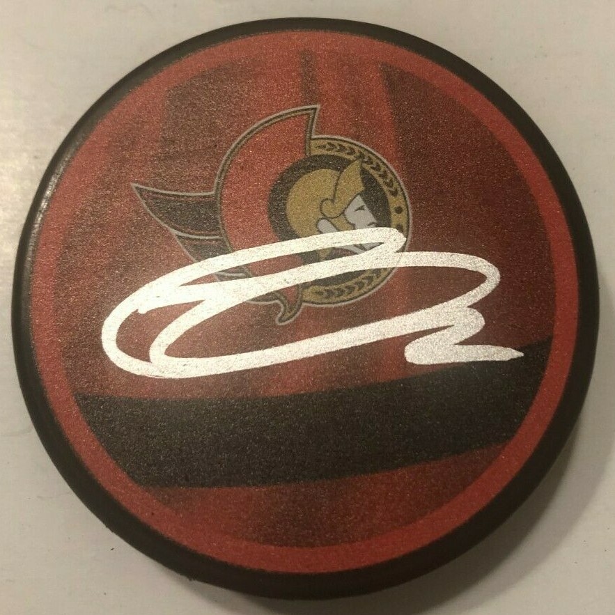 THOMAS CHABOT SIGNED OTTAWA SENATORS HOCKEY PUCK W/ CASE COA