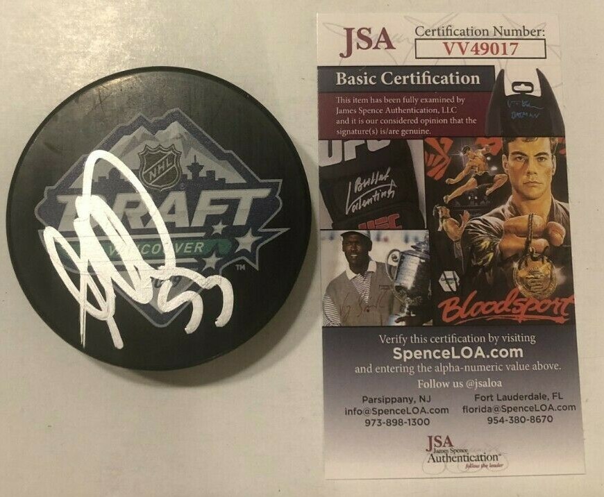 MORITZ SEIDER SIGNED 2019 NHL DRAFT HOCKEY PUCK W CASE DETROIT RED WINGS JSA COA