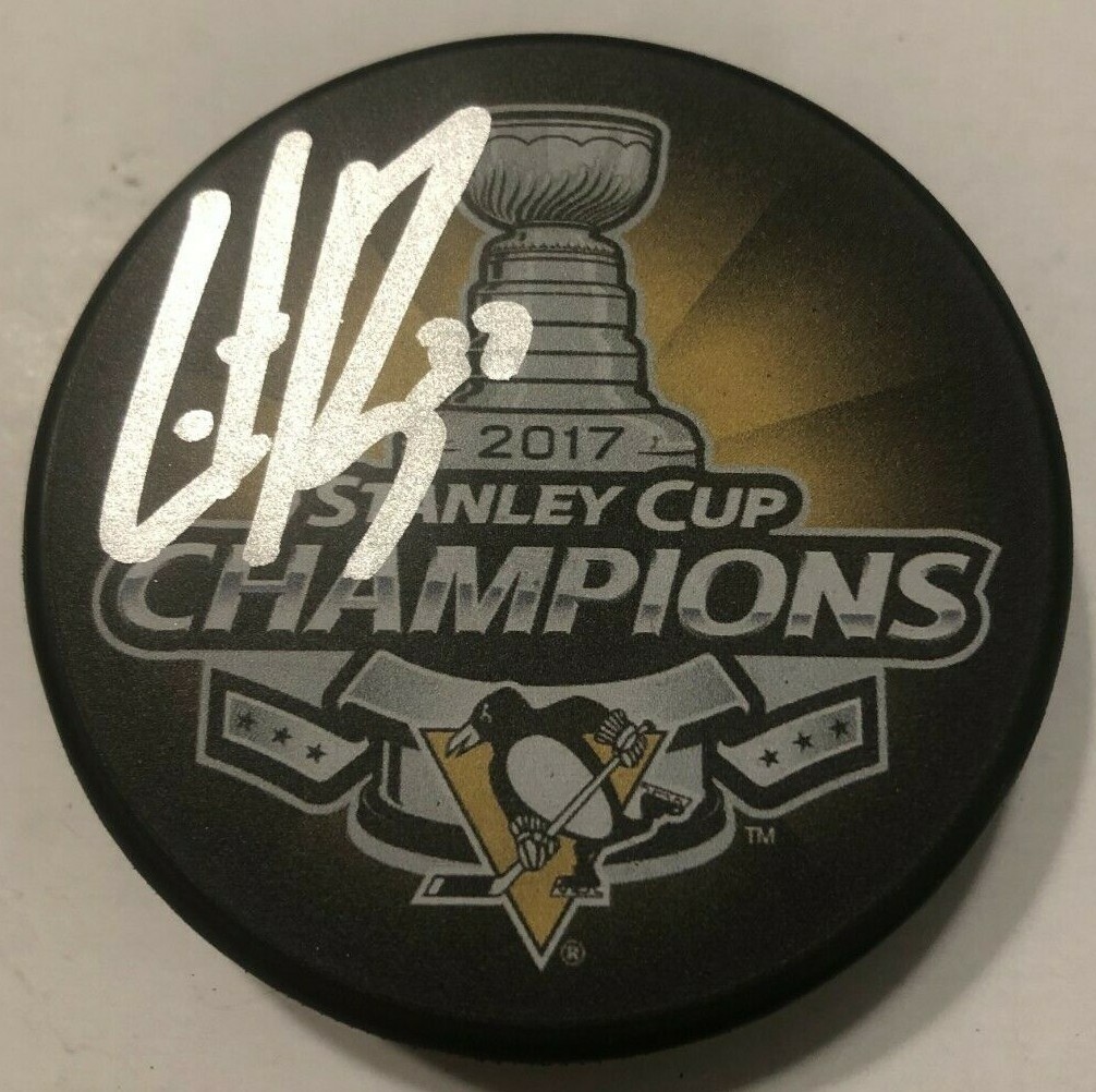 CARTER ROWNEY SIGNED 2017 STANLEY CUP PUCK W/ CASE PITTSBURGH PENGUINS COA