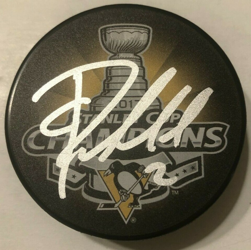 CHAD RUHWEDEL SIGNED 2017 STANLEY CUP HOCKEY PUCK W CASE PITTSBURGH PENGUINS COA