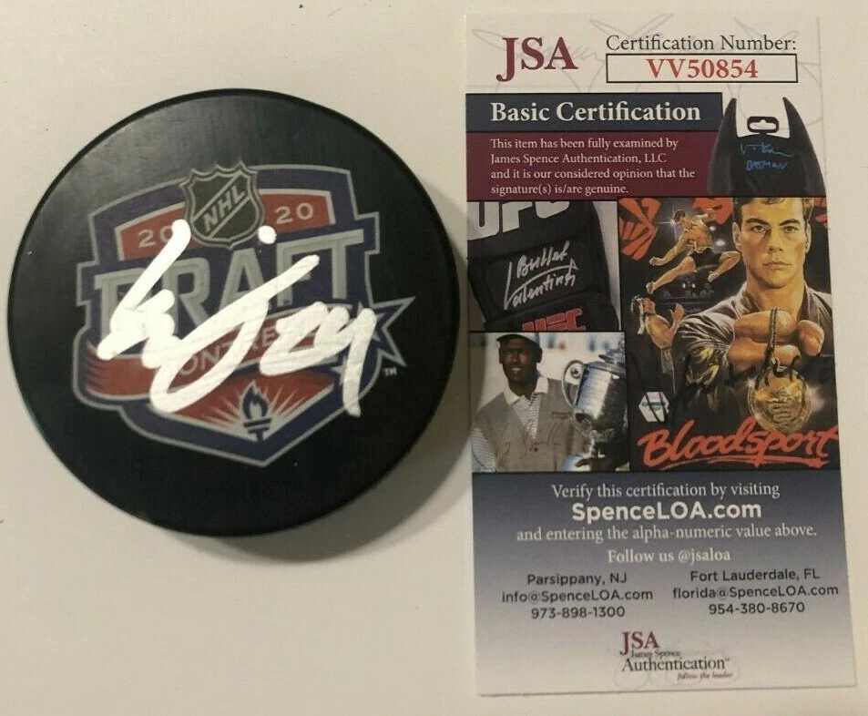 SETH JARVIS SIGNED 2020 NHL DRAFT HOCKEY PUCK W CASE CAROLINA HURRICANES JSA COA