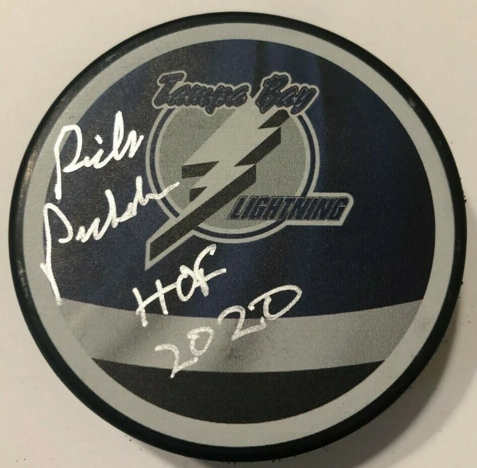 RICK PECKHAM SIGNED TAMPA BAY LIGHTNING RETRO HOCKEY PUCK W/ CASE COA
