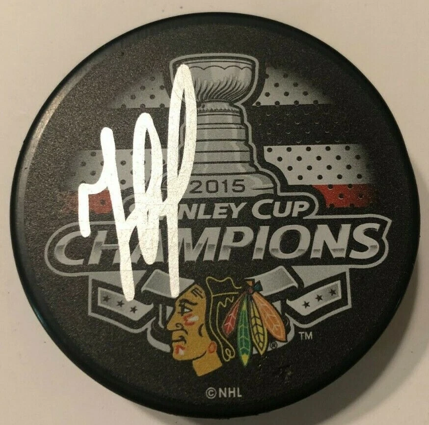 JIMMY WAITE SIGNED 2015 STANLEY CUP HOCKEY PUCK W/ CASE CHICAGO BLACKHAWKS COA