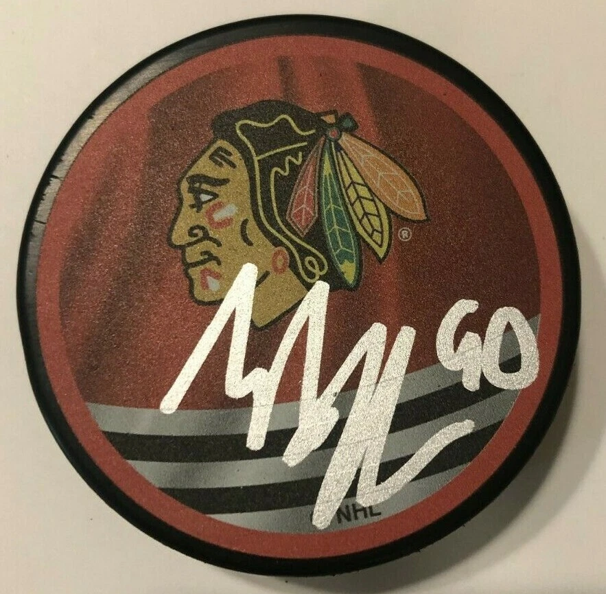 TYLER JOHNSON SIGNED CHICAGO BLACKHAWKS HOCKEY PUCK W/ CASE COA