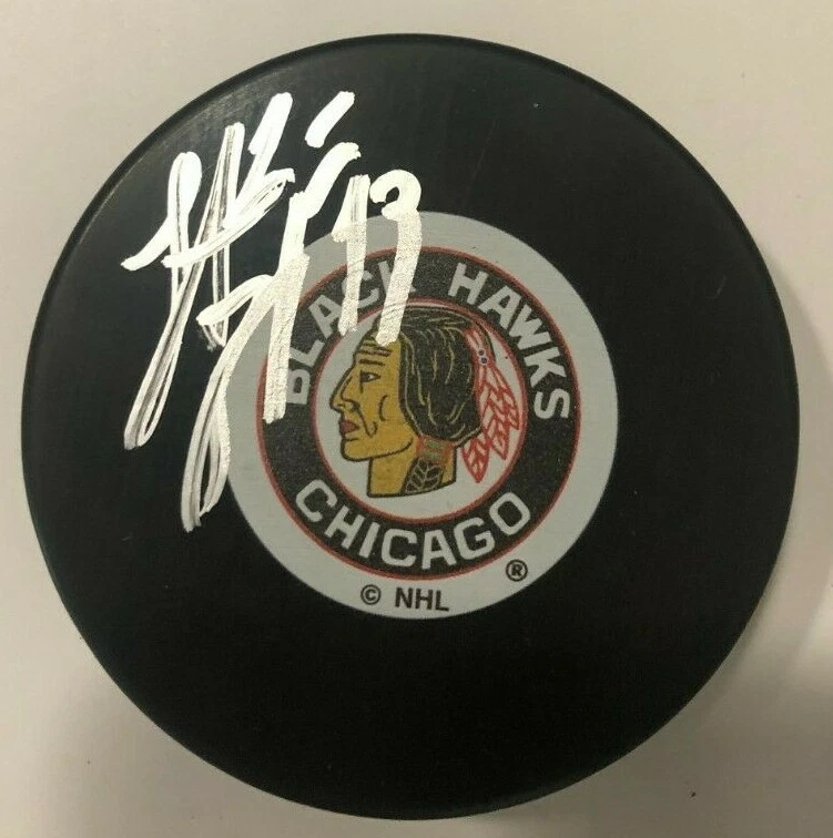 HENRIK BORGSTROM SIGNED CHICAGO BLACKHAWKS HOCKEY PUCK W/ CASE COA