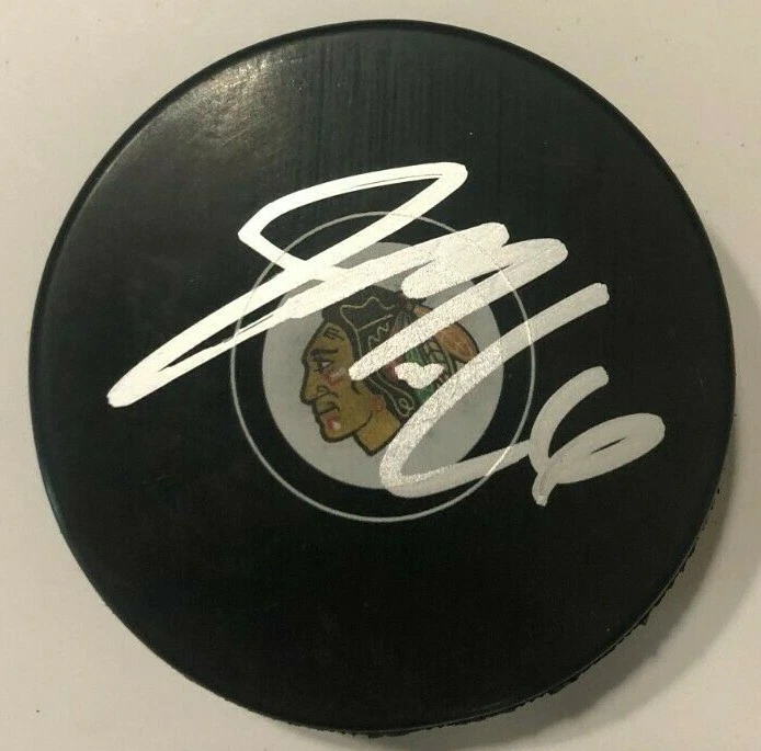 JAKE MCCABE SIGNED CHICAGO BLACKHAWKS HOCKEY PUCK W/ CASE COA