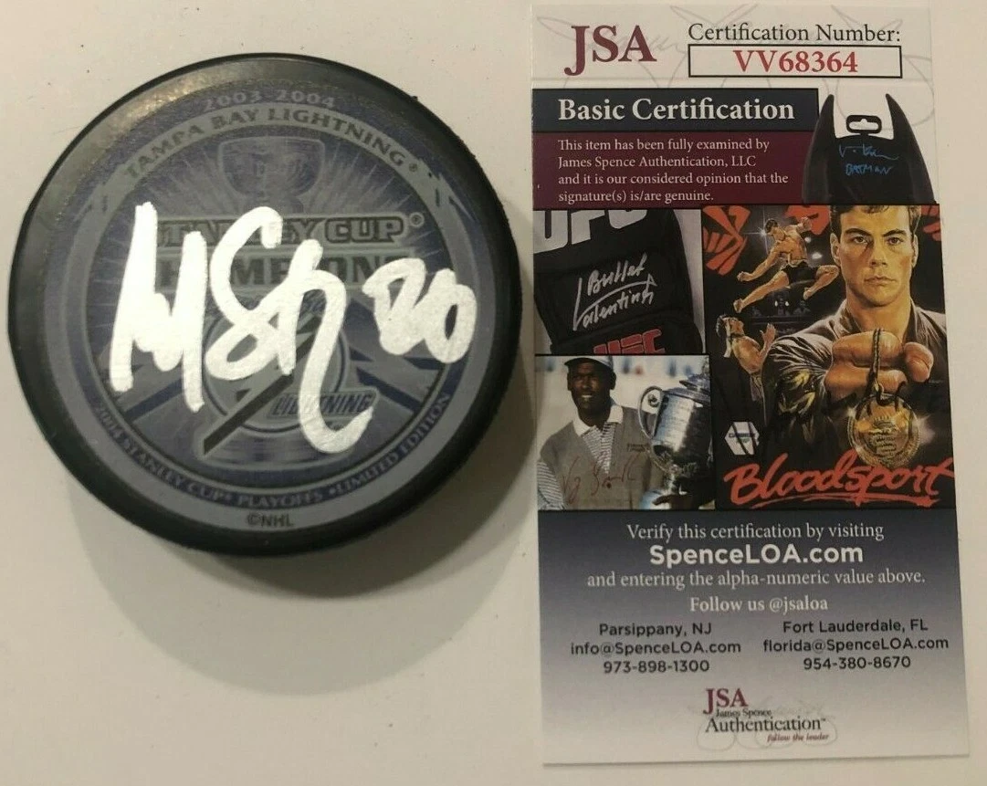 MARTIN ST. LOUIS SIGNED 2004 STANLEY CUP PUCK W CASE TAMPA BAY LIGHTNING JSA COA