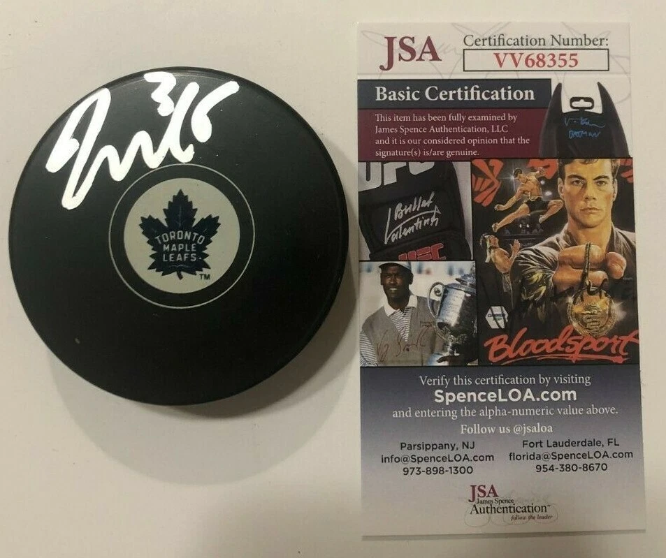 JACK CAMPBELL SIGNED TORONTO MAPLE LEAFS HOCKEY PUCK W/ CASE JSA COA